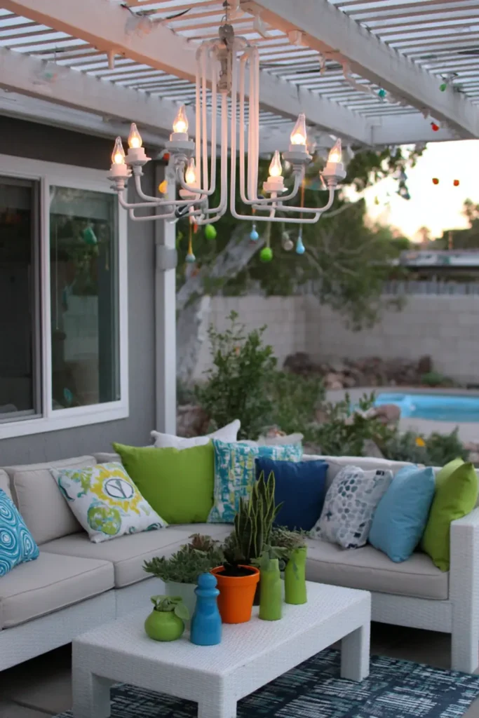 Creative Patio and Porch Decorations to Make Your Outdoor Space Feel Like Home 10 outdoor chandelier with candles creating warm patio lighting