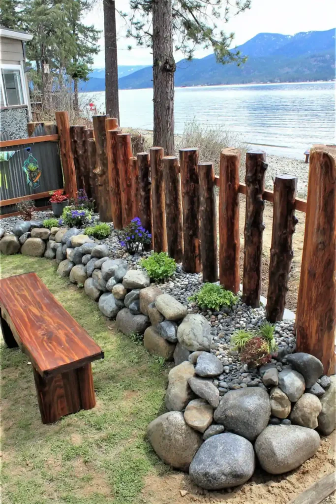 33 Privacy Fence Ideas That Make Your Yard Feel More Peaceful 15 Rustic dry stacked stone wall used as a backyard privacy fence