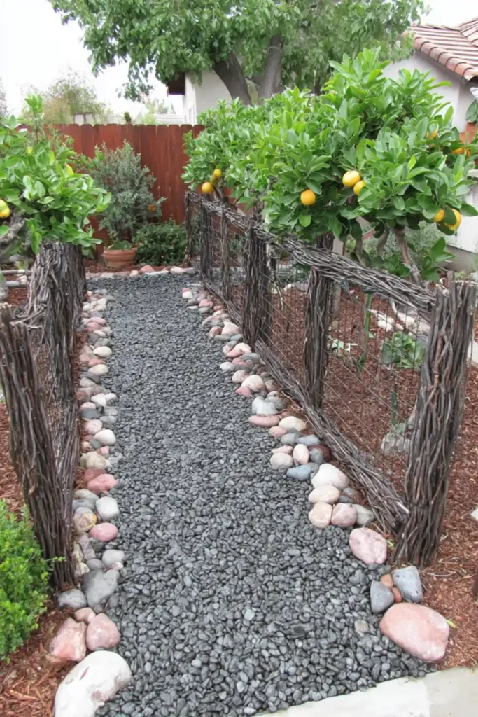 33 Privacy Fence Ideas That Make Your Yard Feel More Peaceful 34 Espalier trees trained along a frame creating an artistic garden privacy screen