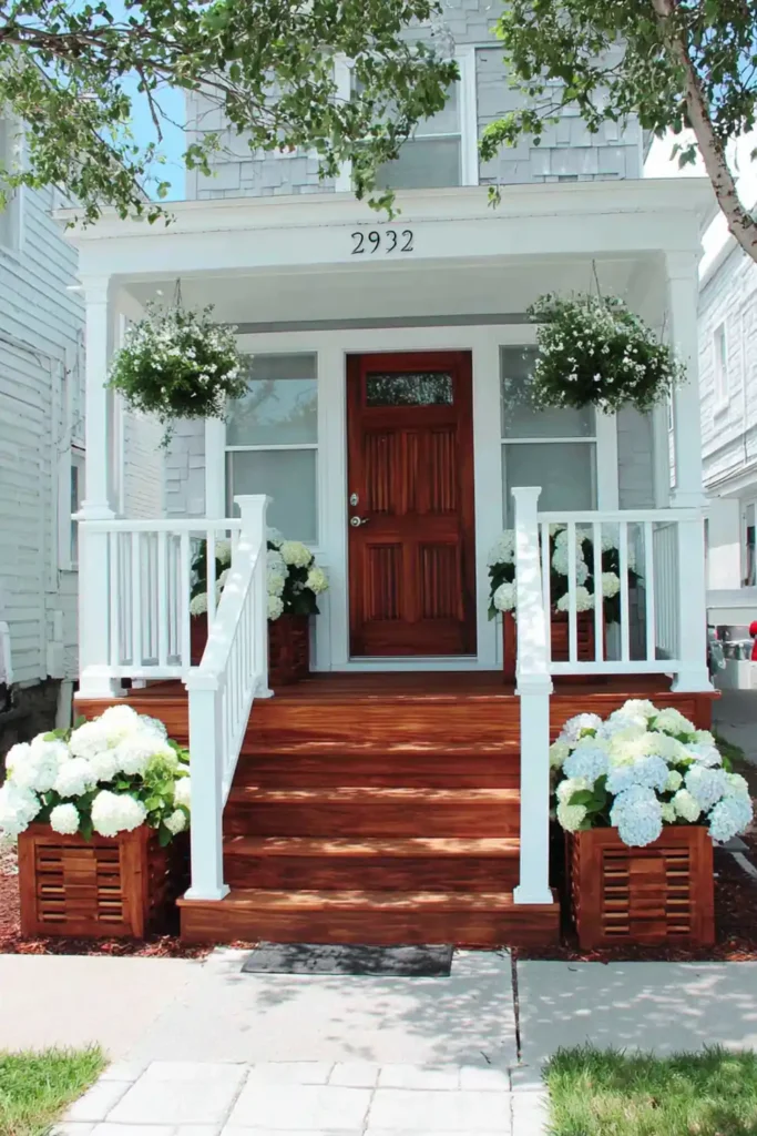 front door with matching planters and simple styling
