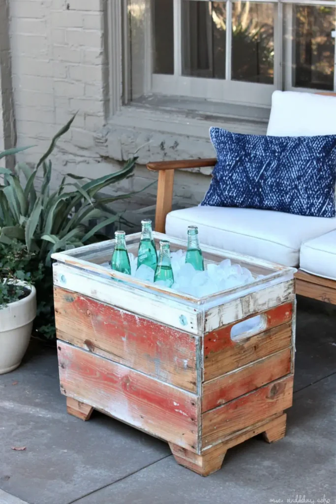 Creative Patio and Porch Decorations to Make Your Outdoor Space Feel Like Home 3 rustic wooden cooler box on patio used for drinks