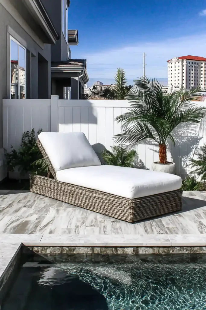 33 Privacy Fence Ideas That Make Your Yard Feel More Peaceful 31 Smooth white stucco wall providing privacy around a modern backyard pool