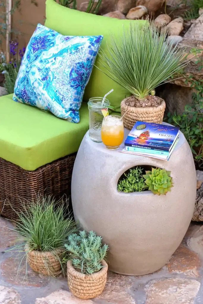 Creative Patio and Porch Decorations to Make Your Outdoor Space Feel Like Home 5 terra cotta pot used as accent table on patio