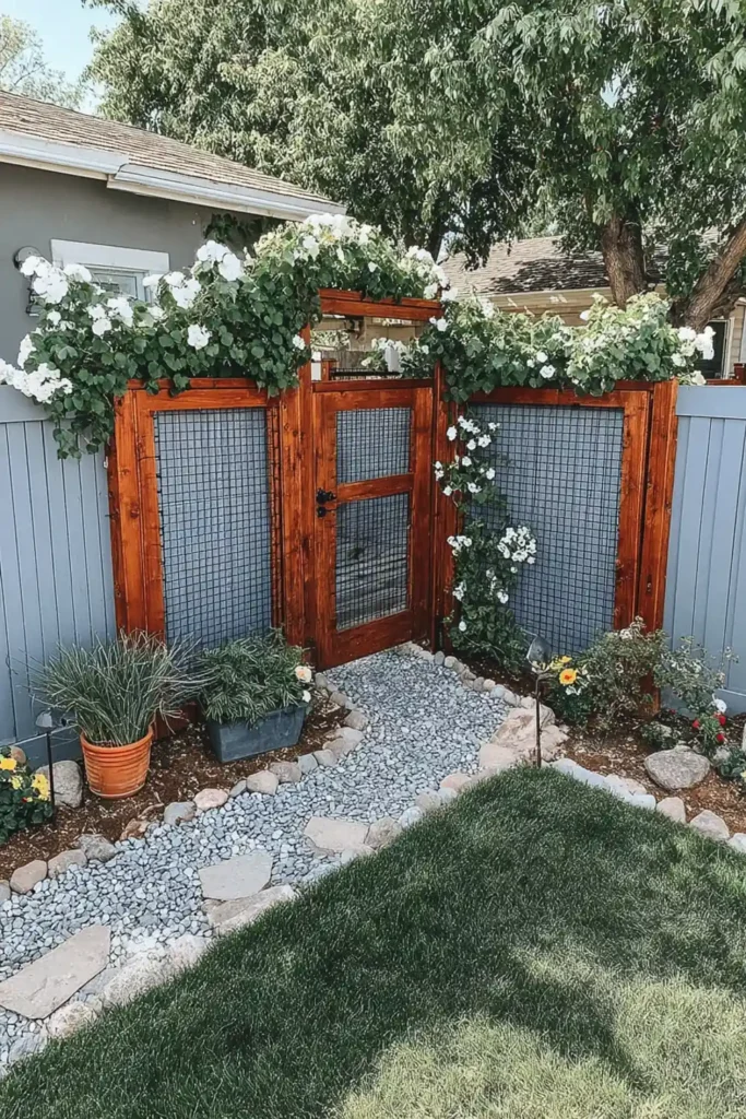 33 Privacy Fence Ideas That Make Your Yard Feel More Peaceful 11 Wood trellis fence with climbing vines creating a lush green privacy wall