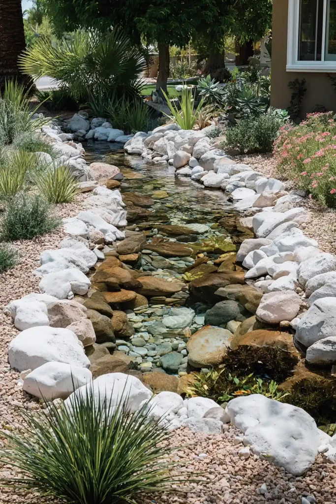 White Stone Landscaping Ideas for a Clean, Modern Outdoor Space 13 Garden pond edged with white stones for a clean finish