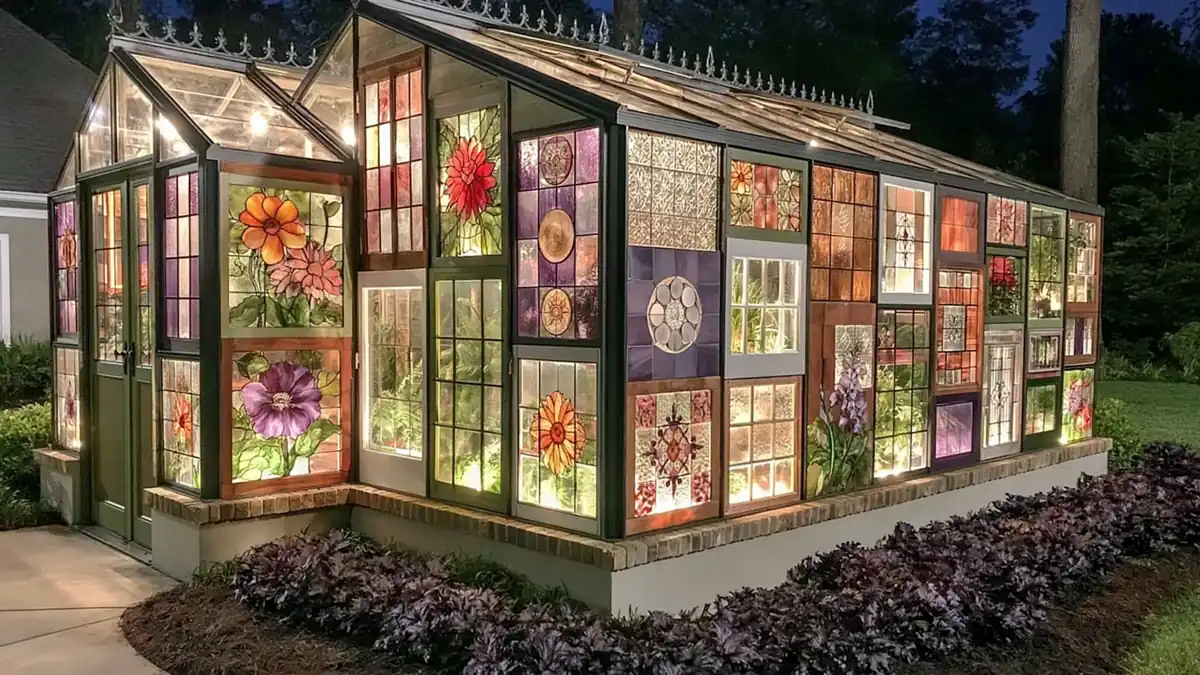 Brilliant Home Design Makeover Ideas for a More Personal Home 1 Colorful stained glass greenhouse at night for brilliant home design makeover ideas