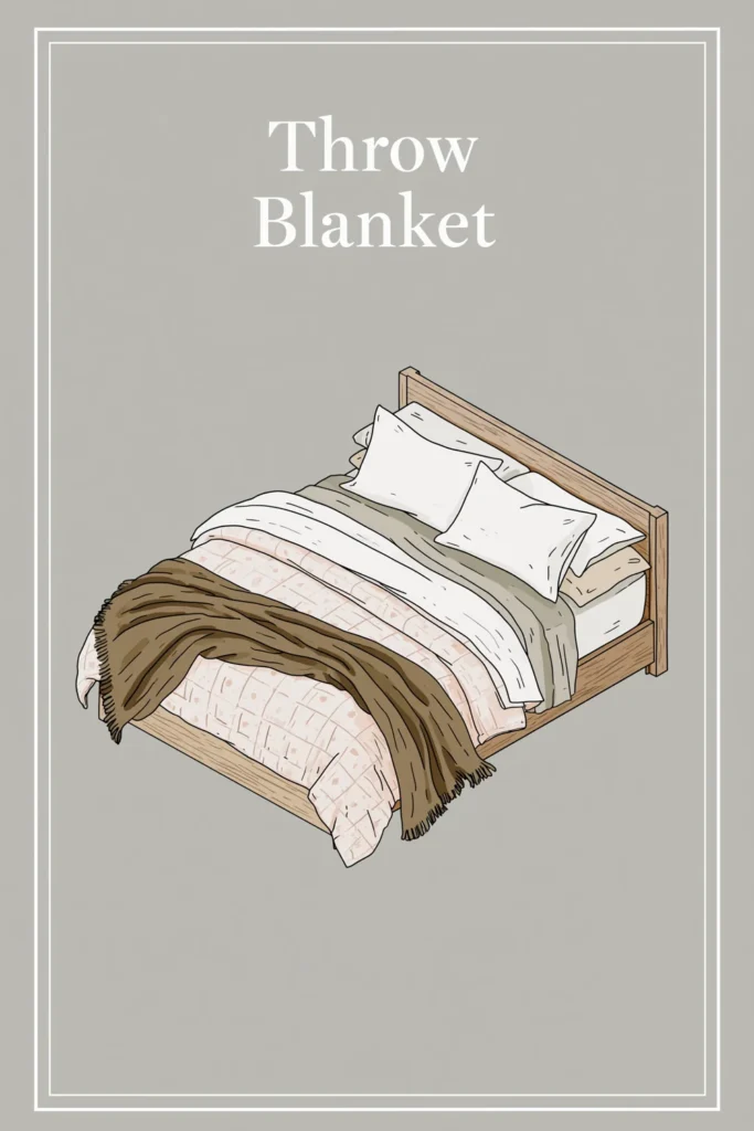 Designer Bed Layering and Styling Ideas for a Polished Bedroom Look 4 Decorative brown throw blanket styled at the foot of a layered designer bed with neutral bedding.