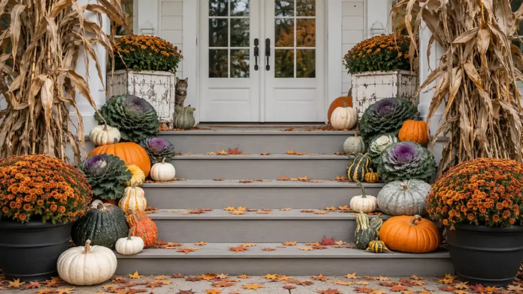 Colorful Farmhouse Fall Porch Decor