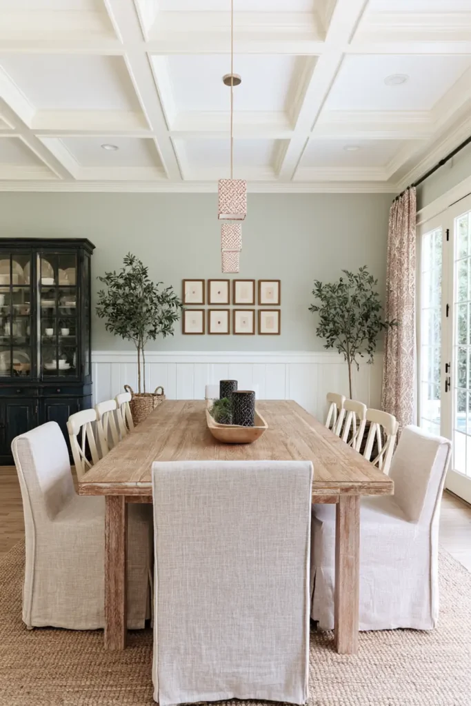 9 Mix and Match Dining Chair Ideas for a Stylish, Collected Look 5 Traditional dining room with matching crossed-back side chairs and pale upholstered end seating around a long wood table.